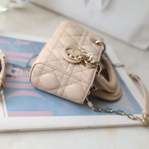 Small Lady D-Joy Bag Beige Sheepskin