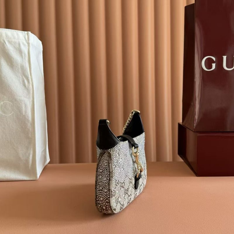 GG Jackie Notte Mini Crystal Bag Beige Brown Canvas