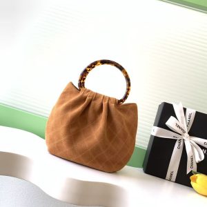 Chanel 2026 Pouch 24cm Brown Tortoiseshell Suede Effect Plexi