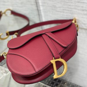 CD Saddle Bag 25cm Dark Red Grained Calfskin