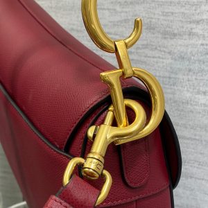 CD Saddle Bag 25cm Dark Red Grained Calfskin