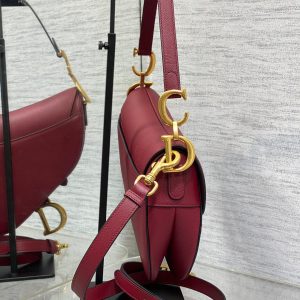 CD Saddle Bag 25cm Dark Red Grained Calfskin