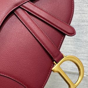 CD Saddle Bag 25cm Dark Red Grained Calfskin