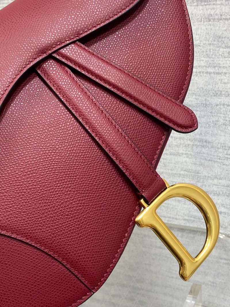 CD Saddle Bag 25cm Dark Red Grained Calfskin