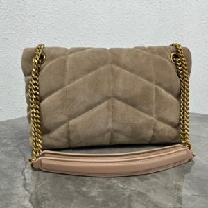 LOULOU PUFFER SMALL 29 LIGHT BROWN SUEDE GHW