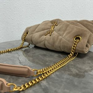 LOULOU PUFFER SMALL 29 LIGHT BROWN SUEDE GHW