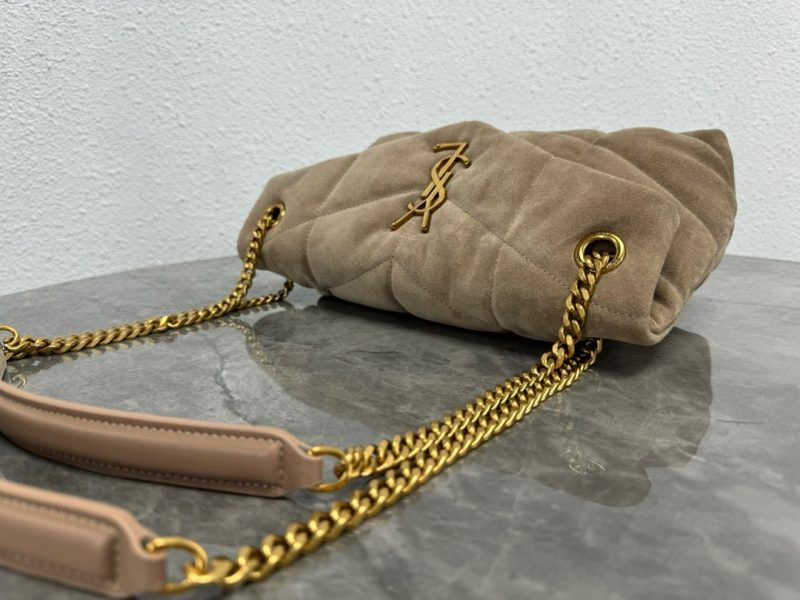 LOULOU PUFFER SMALL 29 LIGHT BROWN SUEDE GHW