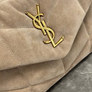 LOULOU PUFFER SMALL 29 LIGHT BROWN SUEDE GHW