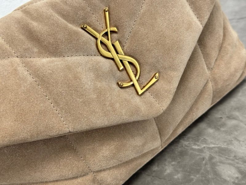 LOULOU PUFFER SMALL 29 LIGHT BROWN SUEDE GHW