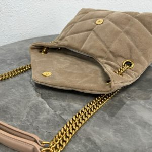 LOULOU PUFFER SMALL 29 LIGHT BROWN SUEDE GHW