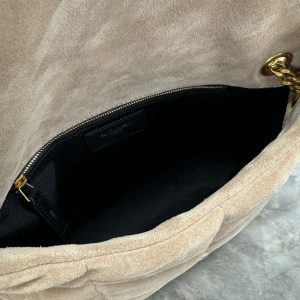 LOULOU PUFFER SMALL 29 LIGHT BROWN SUEDE GHW