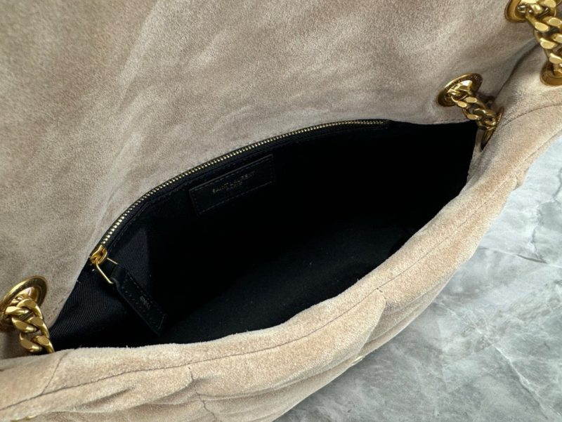 LOULOU PUFFER SMALL 29 LIGHT BROWN SUEDE GHW