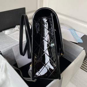 cc large backpack 31cm black patent calfskin gold hardware