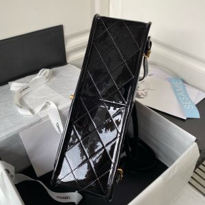 cc large backpack 31cm black patent calfskin gold hardware