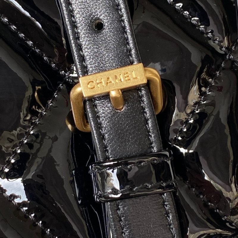 cc large backpack 31cm black patent calfskin gold hardware