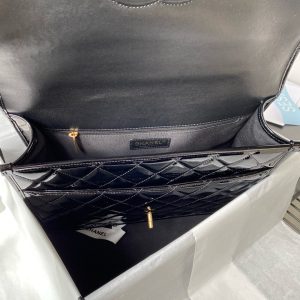 cc large backpack 31cm black patent calfskin gold hardware