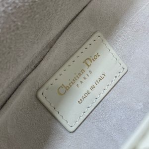 MEDIUM LADY D-JOY 26 WHITE LATTE CALFSKIN PEARL