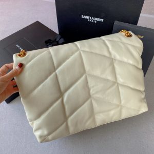 Loulou Puffer 35cm White Quilted Lambskin Bag Ghw