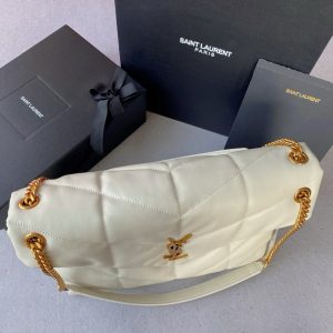 Loulou Puffer 35cm White Quilted Lambskin Bag Ghw