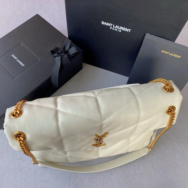 Loulou Puffer 35cm White Quilted Lambskin Bag Ghw