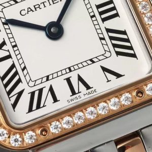 PANTHERE 27MM PINK GOLD SILVER CASE DIAMOND BEZEL WHITE DIAL (BEST VERSION)