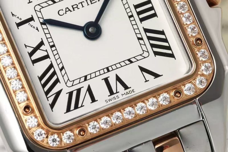 PANTHERE 27MM PINK GOLD SILVER CASE DIAMOND BEZEL WHITE DIAL (BEST VERSION)