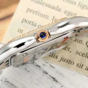 PANTHERE 27MM PINK GOLD SILVER CASE DIAMOND BEZEL WHITE DIAL (BEST VERSION)