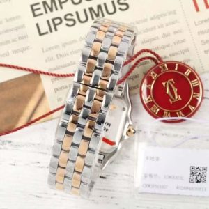 PANTHERE 27MM PINK GOLD SILVER CASE DIAMOND BEZEL WHITE DIAL (BEST VERSION)