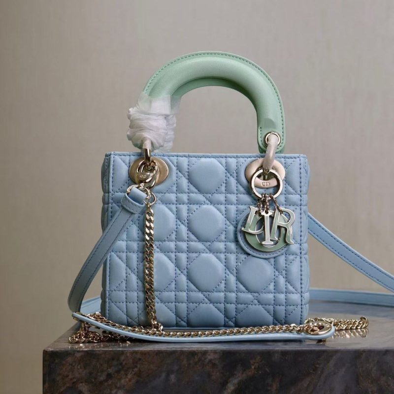 CD Mini Lady 17 Light Blue Mint Lambskin