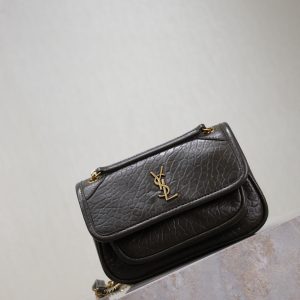 YSL Niki Bag 18cm Black Gold Sheepskin