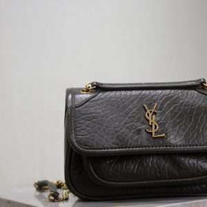 YSL Niki Bag 18cm Black Gold Sheepskin