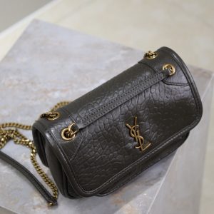 YSL Niki Bag 18cm Black Gold Sheepskin