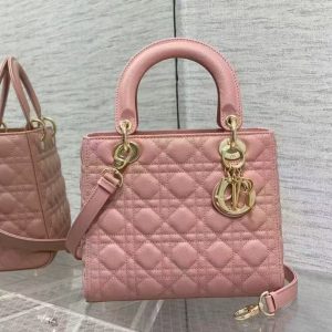 CD MEDIUM LADY 24 BLUSH CANNAGE LAMBSKIN