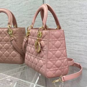 CD MEDIUM LADY 24 BLUSH CANNAGE LAMBSKIN