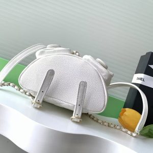 CC Backpack 17.5cm White Silver Grained Calfskin