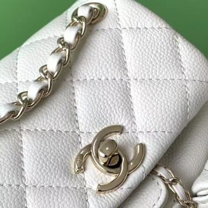 CC Backpack 17.5cm White Silver Grained Calfskin