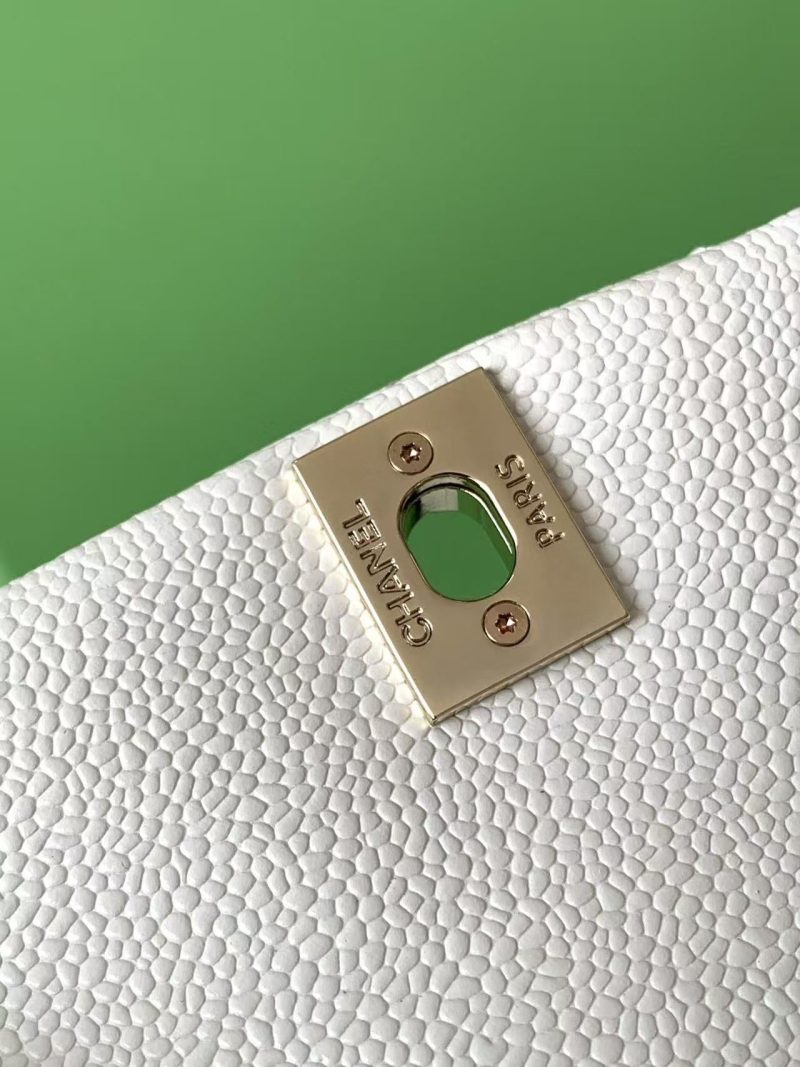 CC Backpack 17.5cm White Silver Grained Calfskin