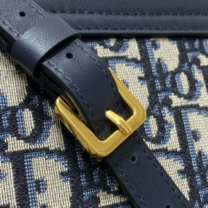 MONTAIGNE AVENUE 22 BAG IN NAVY BLUE CALFSKIN AND MONOGRAM OBLIQUE JACQUARD