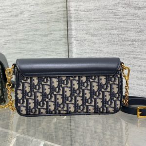 MONTAIGNE AVENUE 22 BAG IN NAVY BLUE CALFSKIN AND MONOGRAM OBLIQUE JACQUARD