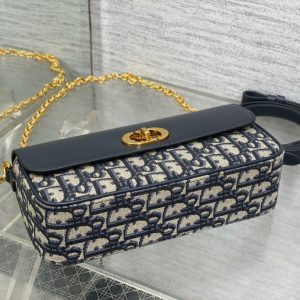 MONTAIGNE AVENUE 22 BAG IN NAVY BLUE CALFSKIN AND MONOGRAM OBLIQUE JACQUARD