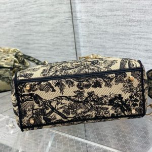 CD 24 Women Mini Lady D-lite Bag Brown Toile de Jouy Embroidery