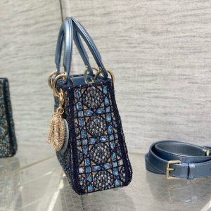 CD Lady 20 Navy blue Canvas attached diamonds