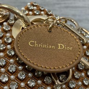 CD Lady 17 Brown metallic Canvas and Calfskin attached diamonds