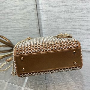 CD Lady 17 Brown metallic Canvas and Calfskin attached diamonds