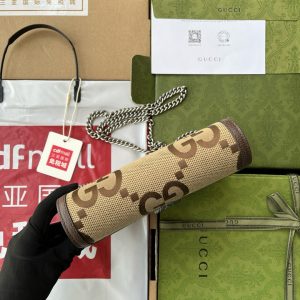 Gucci Jumbo Dionysus Wallet On Chain Brown Canvas and GG Original Leather