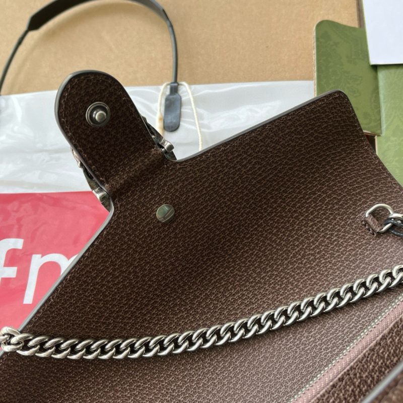 Gucci Jumbo Dionysus Wallet On Chain Brown Canvas and GG Original Leather
