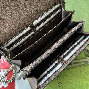 Gucci Jumbo Dionysus Wallet On Chain Brown Canvas and GG Original Leather