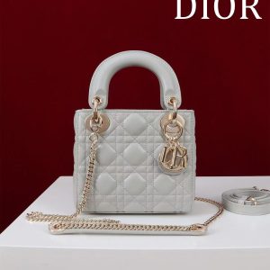 CD Mini Lady 17 Light Grey Lambskin