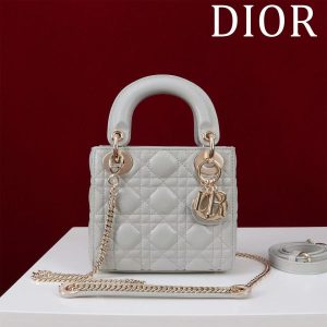 CD Mini Lady 17 Light Grey Lambskin