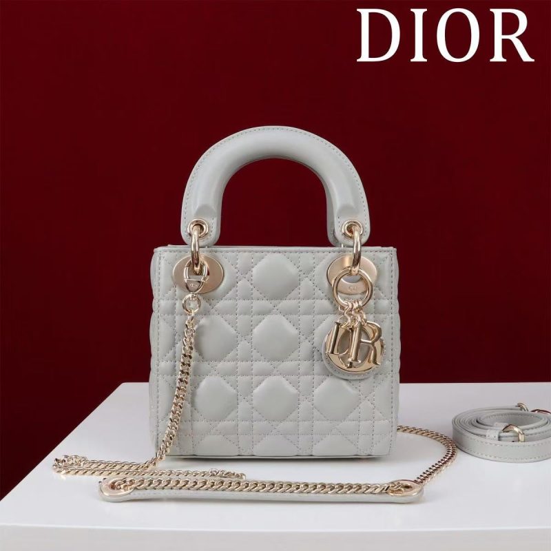 CD Mini Lady 17 Light Grey Lambskin